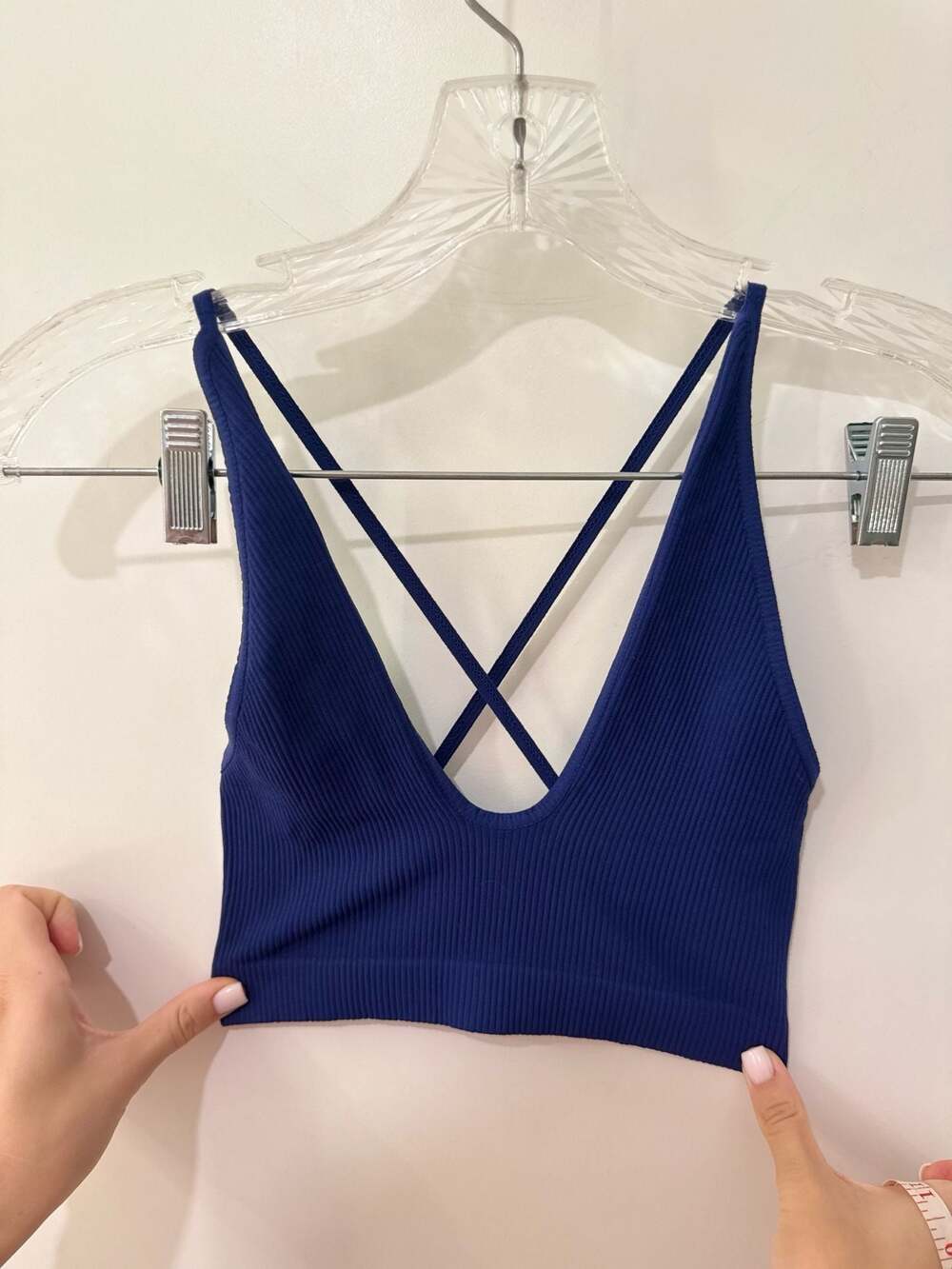 Intimately Free People Ribbed Crisscross Back Bralette Navy Blue